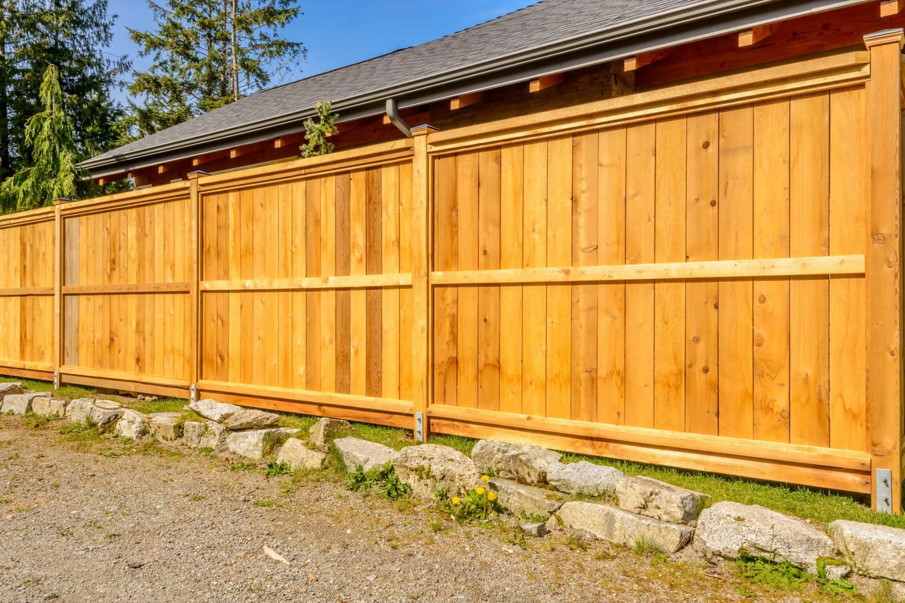 Privacy fencing on an open hillside lot
